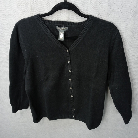 Banana Republic women's black long sleeve button f - Picture 1 of 10
